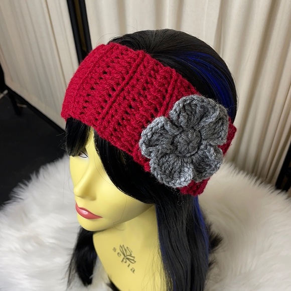 KNITTED FLORAL HEADBAND- OSFM HOMEMADE! - Picture 5 of 8
